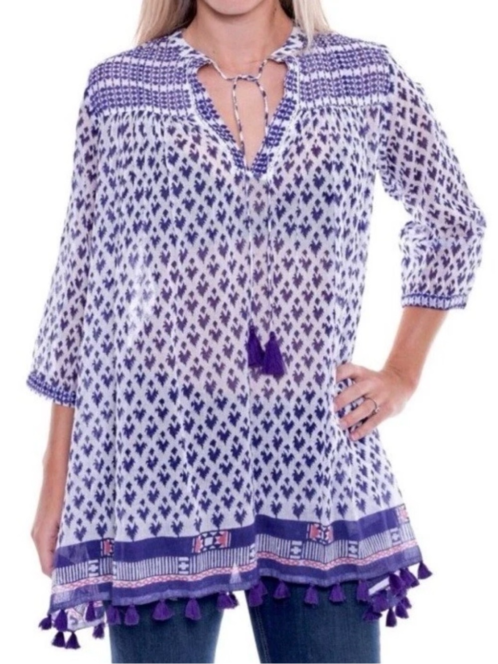 Roberta Roller Rabbit Womens Size S Cotton Tunic Beach Cover Up Purple